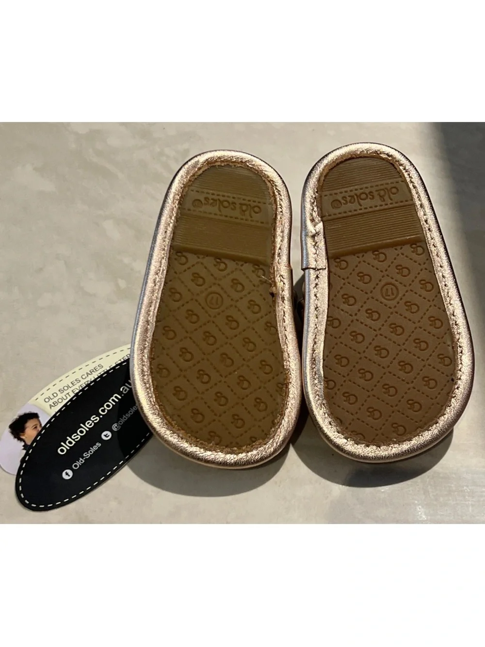 NWT Old Soles Australia Ruffle Baby Leather Copper Sandal EU Size 17/0-3 Months